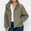 J'aime la Vie Khaki Floral Quilt Boxy Jacket*Women Coats & Jackets