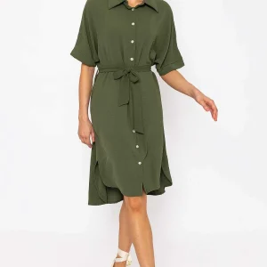 Rowen Avenue Khaki Green Belted Shirt Dress* Sale Dresses