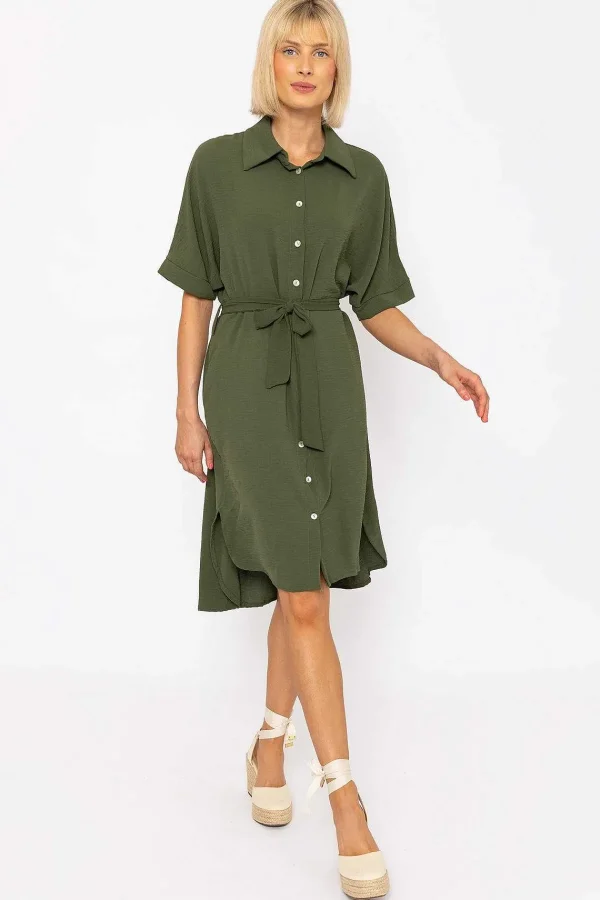 Rowen Avenue Khaki Green Belted Shirt Dress* Sale Dresses