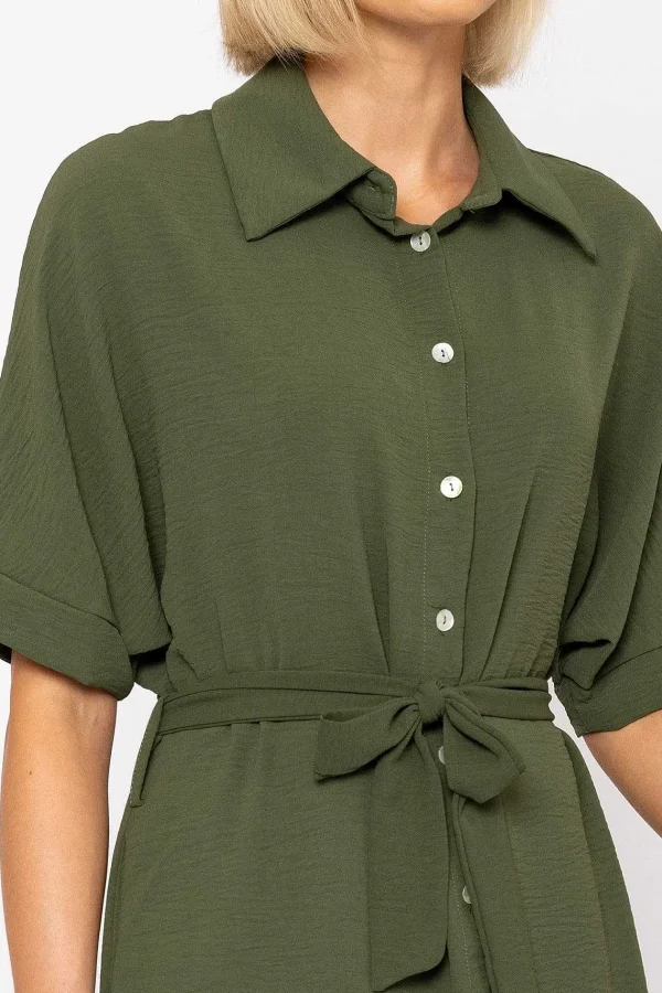 Rowen Avenue Khaki Green Belted Shirt Dress* Sale Dresses