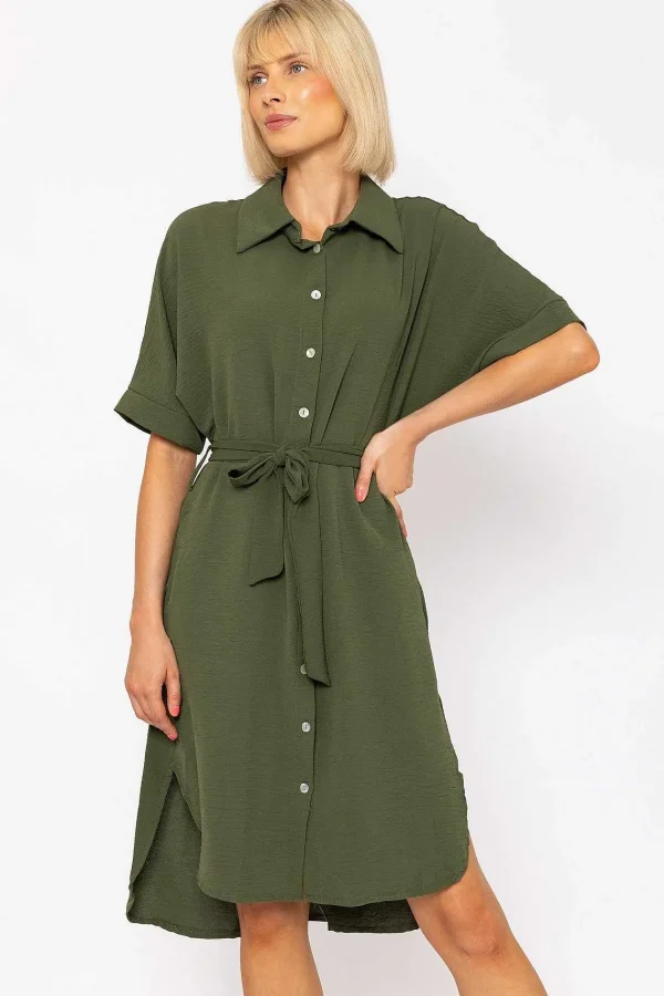 Rowen Avenue Khaki Green Belted Shirt Dress* Sale Dresses