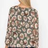 Pala D'oro Khaki Printed Long Sleeve Blouse*Women Tops & Blouses