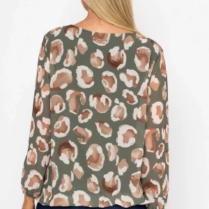 Pala D'oro Khaki Printed Long Sleeve Blouse*Women Tops & Blouses