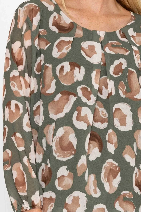 Pala D'oro Khaki Printed Long Sleeve Blouse*Women Tops & Blouses