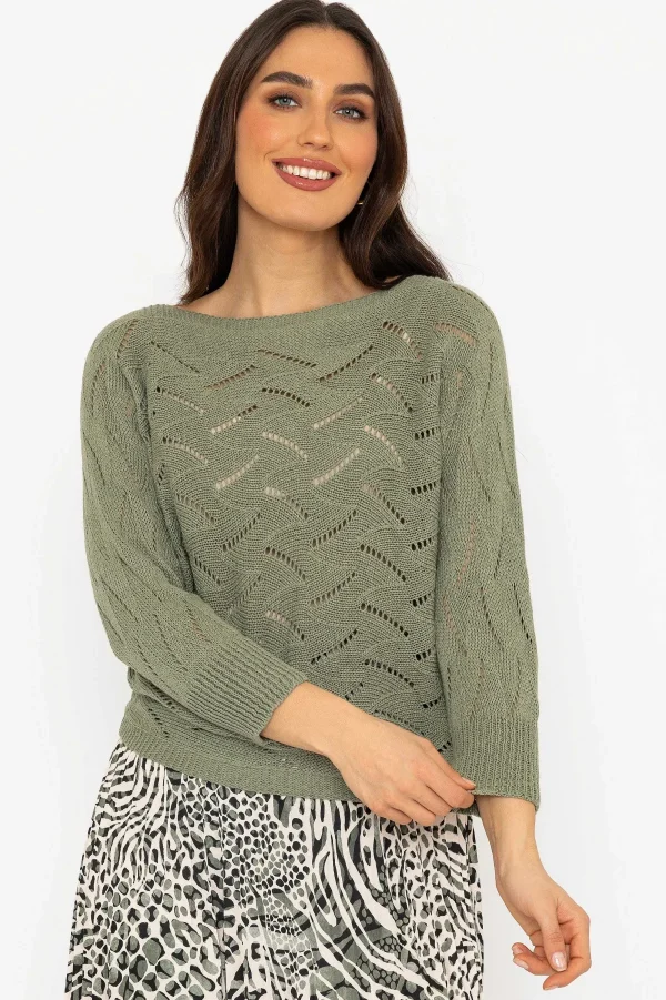 Pala D'Oro Khaki Woven Knit*Women Tops & Blouses