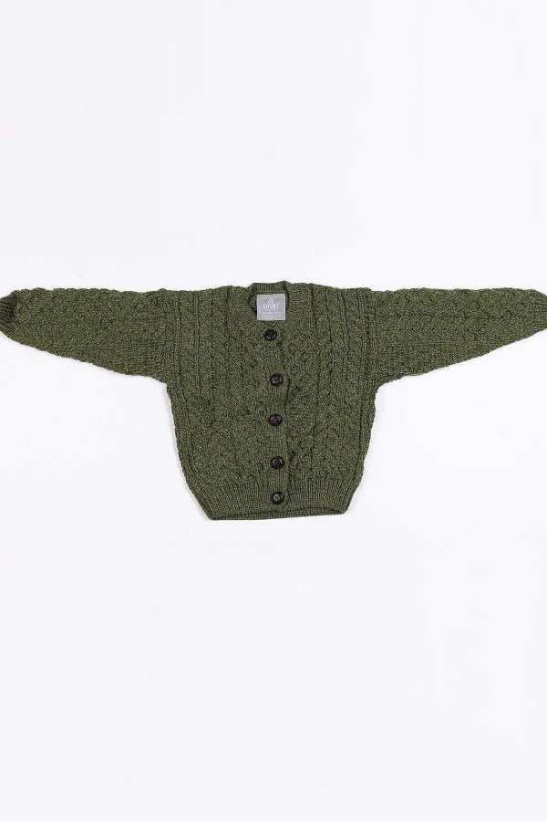 Aran Woollen Mills Kids Aran Cardigan In Green*Women Jumpers & Cardigans