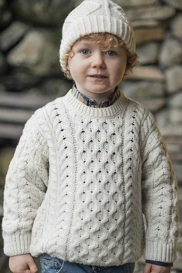 Aran Woollen Mills Kids Aran Jumper In Cream*Women Jumpers & Cardigans