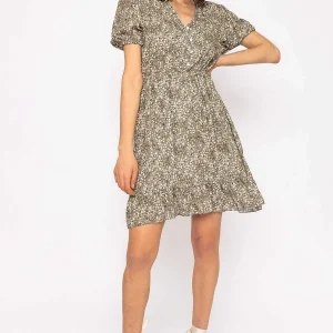 Pala D'oro Kimberley Short Dress In Khaki Floral Print*Women Dresses & Jumpsuits