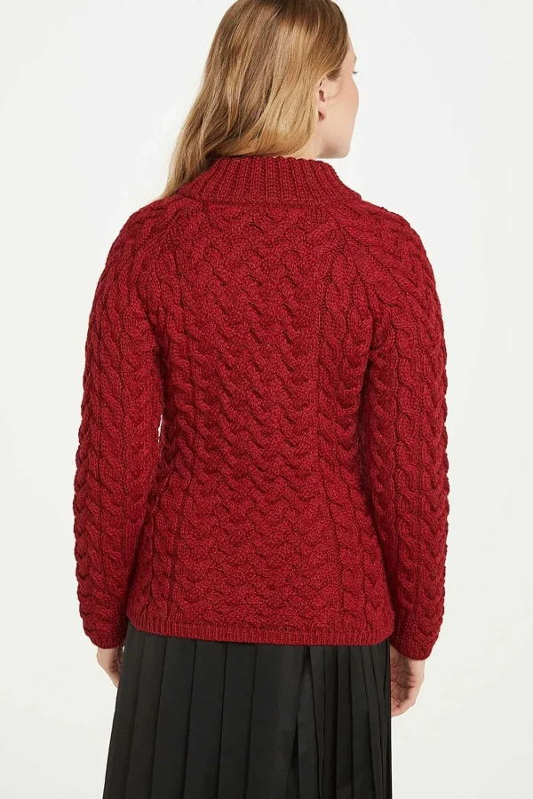 Aran Woollen Mills Knightstown Aran Crew Sweater In Red*Women Jumpers & Cardigans