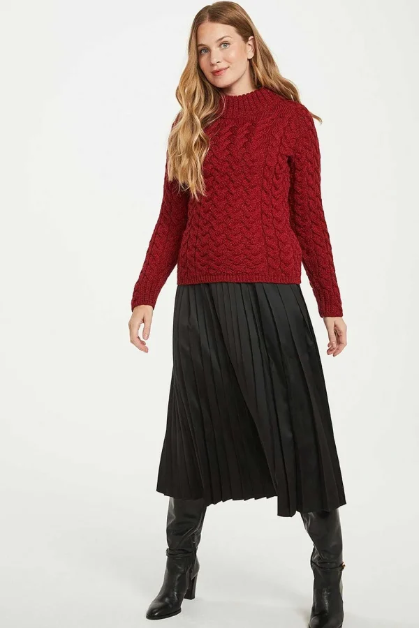 Aran Woollen Mills Knightstown Aran Crew Sweater In Red*Women Jumpers & Cardigans