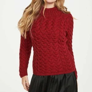 Aran Woollen Mills Knightstown Aran Crew Sweater In Red*Women Jumpers & Cardigans