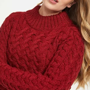 Aran Woollen Mills Knightstown Aran Crew Sweater In Red*Women Jumpers & Cardigans
