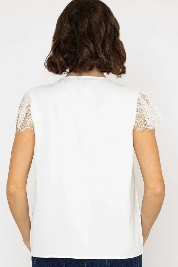 Rowen Avenue Lace Cap Sleeve Top In Ivory*Women Tops & Blouses