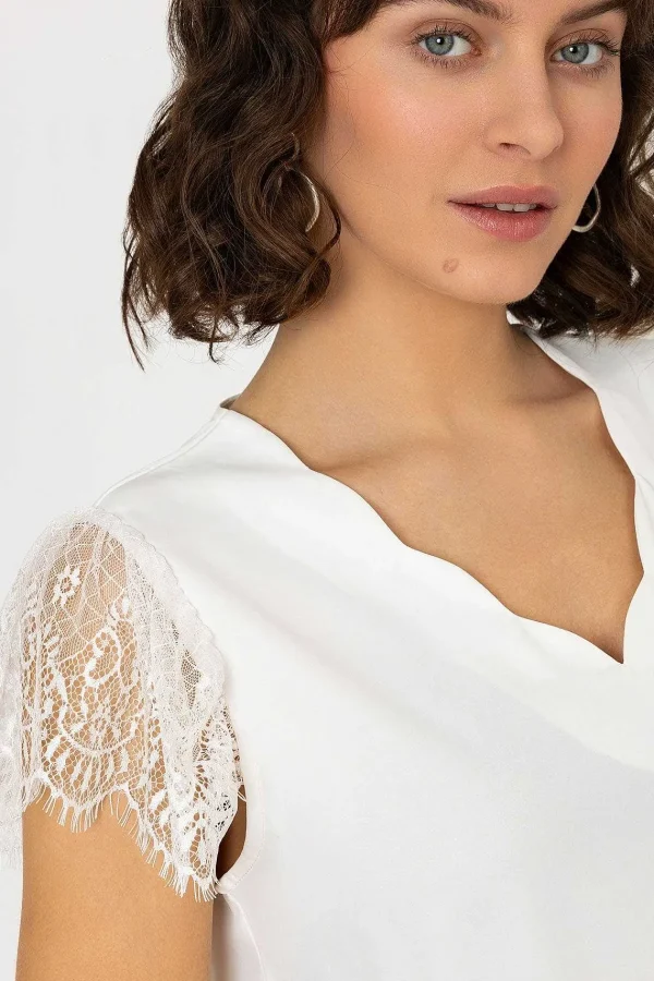 Rowen Avenue Lace Cap Sleeve Top In Ivory*Women Tops & Blouses