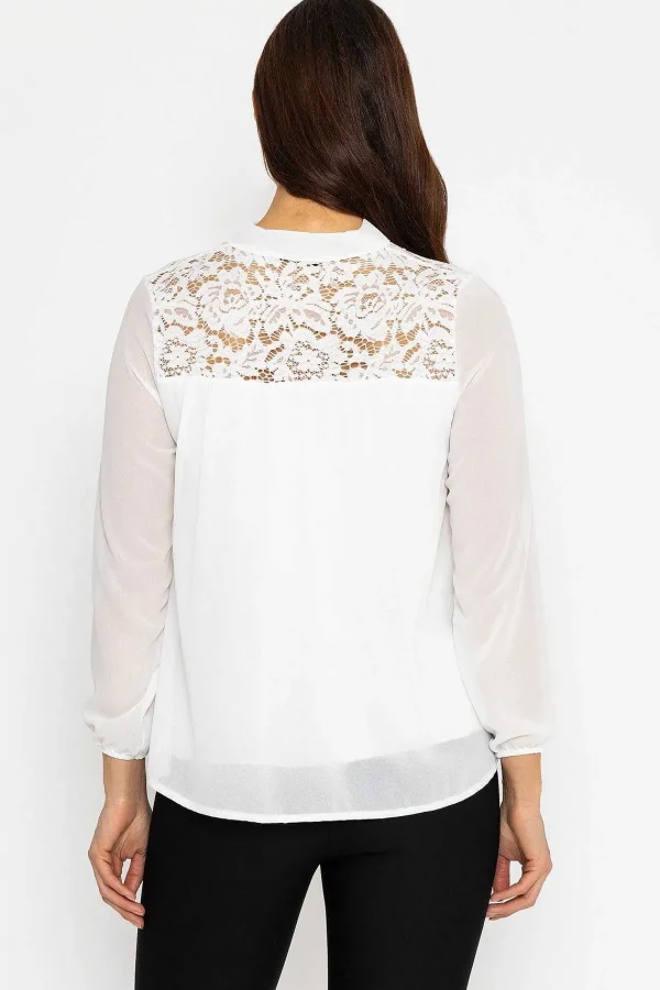 Pala D'oro Lace Insert Blouse In Ecru*Women Tops & Blouses