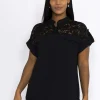 Pala D'oro Lace Insert Shirt In Black*Women Tops & Blouses