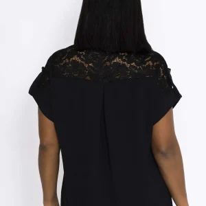 Pala D'oro Lace Insert Shirt In Black*Women Tops & Blouses