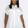 Pala D'oro Lace Insert Shirt In Ecru*Women Tops & Blouses