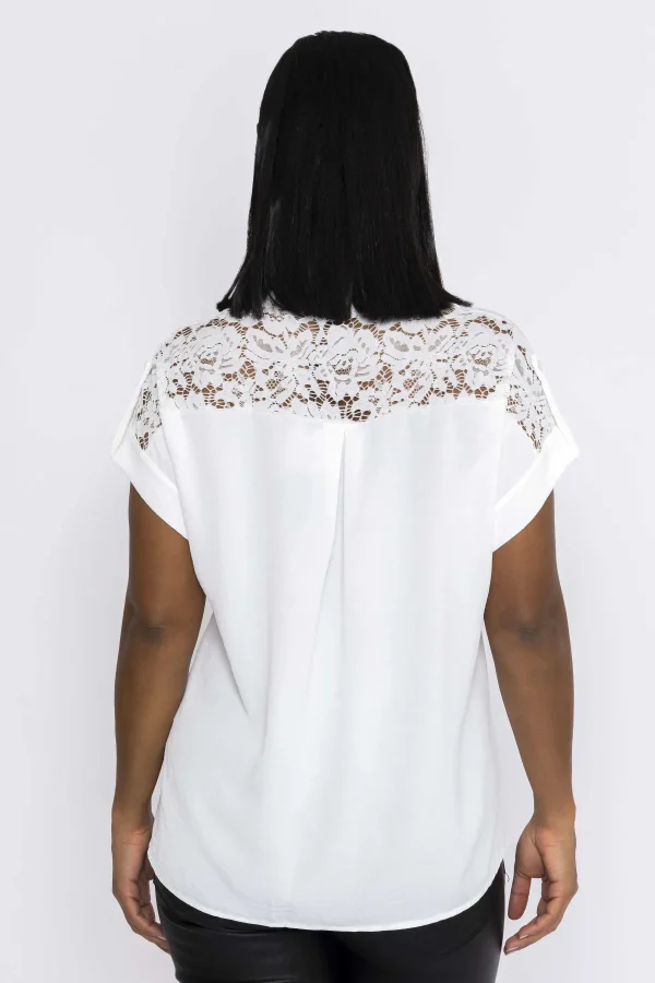 Pala D'oro Lace Insert Shirt In Ecru*Women Tops & Blouses