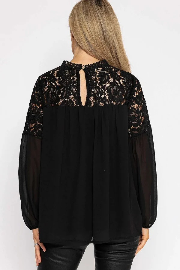 Pala D'oro Lace Sleeve Blouse In Black*Women Tops & Blouses
