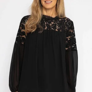 Pala D'oro Lace Sleeve Blouse In Black*Women Tops & Blouses