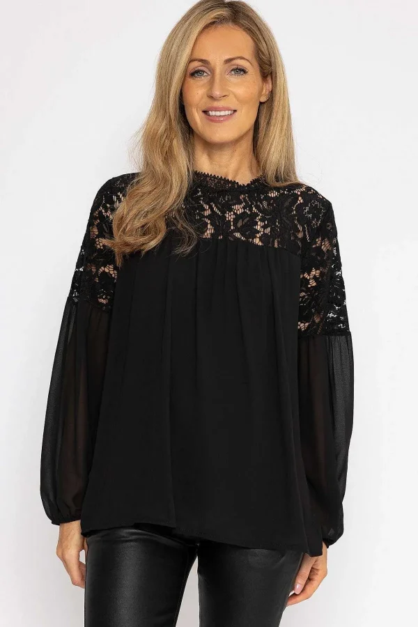 Pala D'oro Lace Sleeve Blouse In Black*Women Tops & Blouses