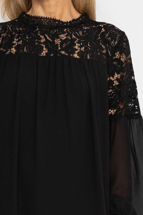 Pala D'oro Lace Sleeve Blouse In Black*Women Tops & Blouses