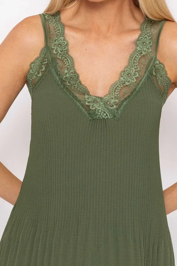 Pala D'oro Lace Trim Pleated Cami In Khaki*Women Tops & Blouses