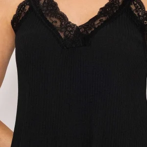 Pala D'oro Lace Trim Pleated Cami In Black*Women Tops & Blouses