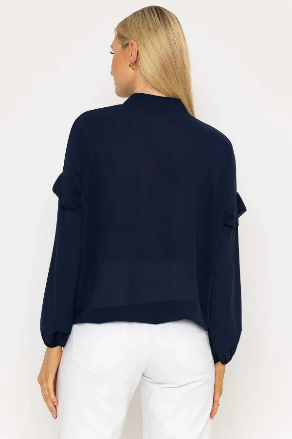 Pala D'oro Lace Up Blouse In Navy*Women Tops & Blouses