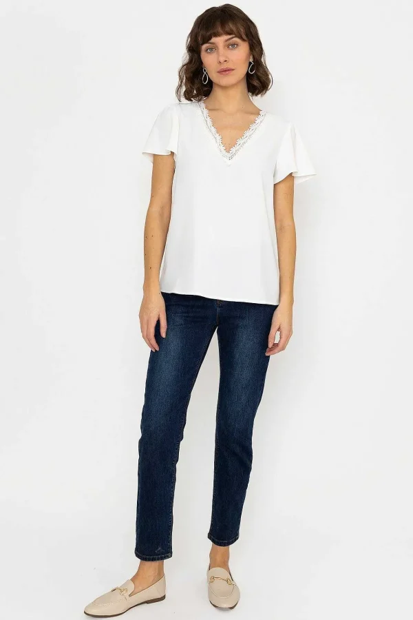 Rowen Avenue Lace V-Neck Top In Ivory*Women Tops & Blouses