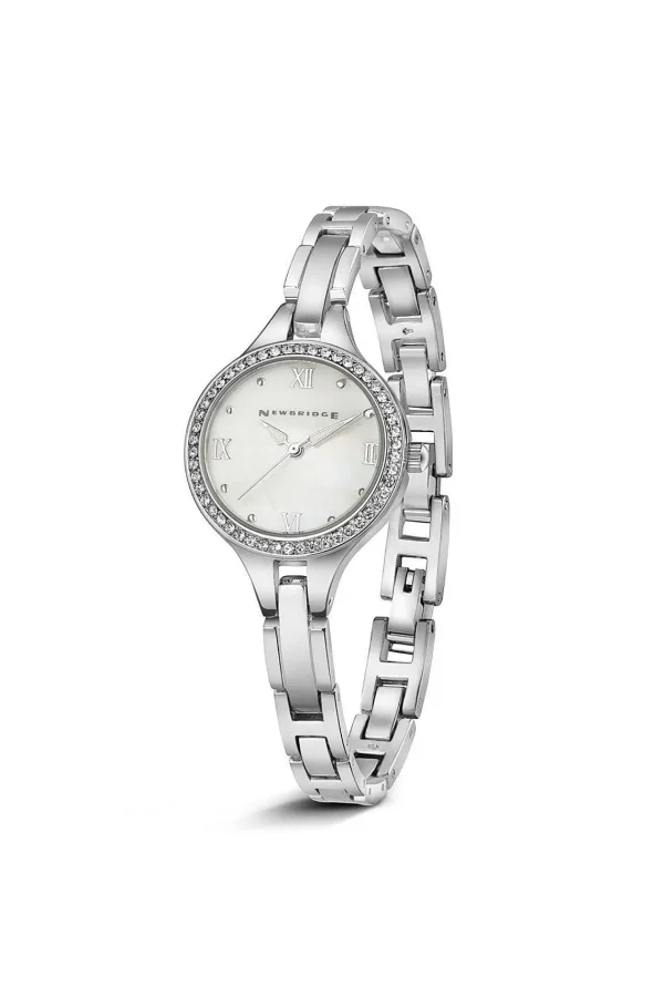 Newbridge Silverware Jewellery Ladies Silver Plated Round Watch With Clear Stones* Boxed Gifts