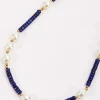 Joularie Lapis And Pearl Beaded Necklace* Boxed Gifts