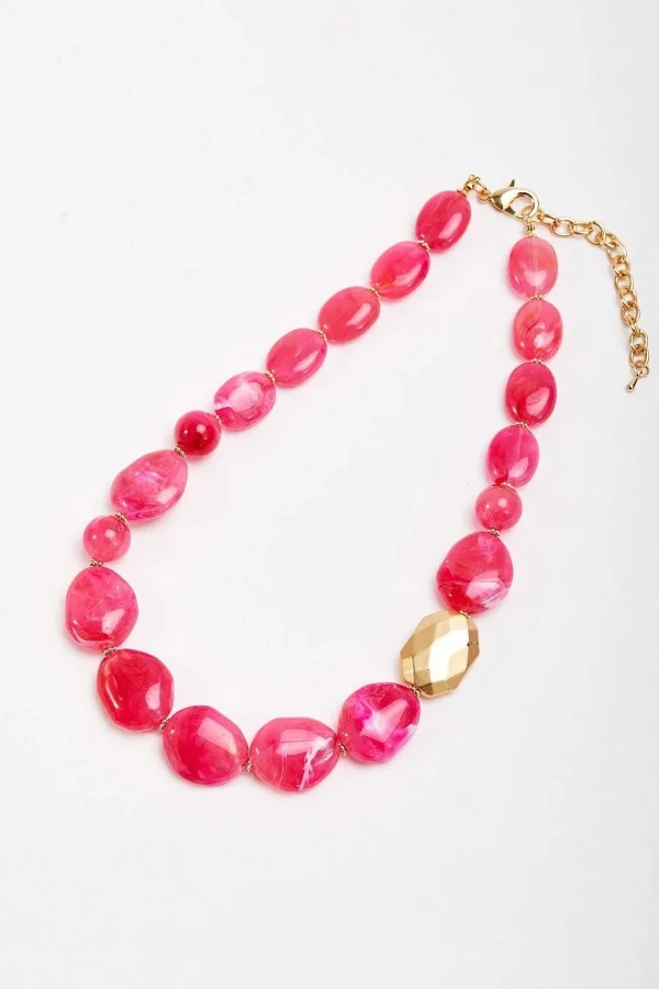 Soul Jewellery Large Beaded Fuchsia Pink Necklace*Women April Edit