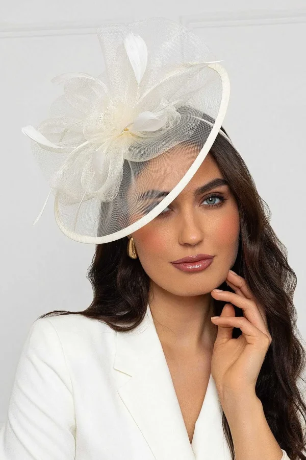 SOUL Accessories Large Cream Fascinator With Floral Bow* Fascinators