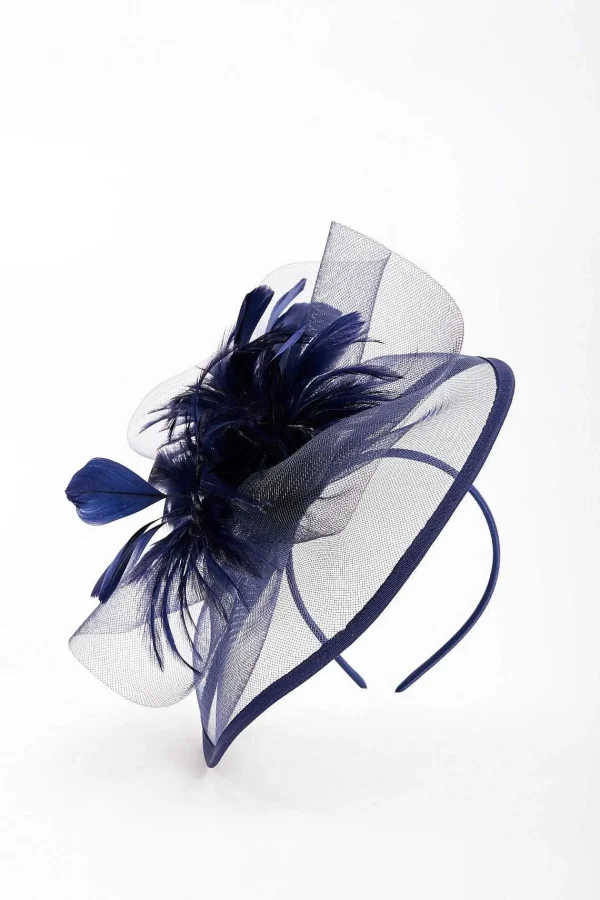 SOUL Accessories Large Navy Fascinator With Feather* Fascinators