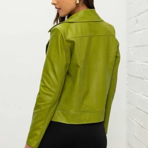 Pala D'oro Sport Lime Green Leather Jacket*Women Coats & Jackets