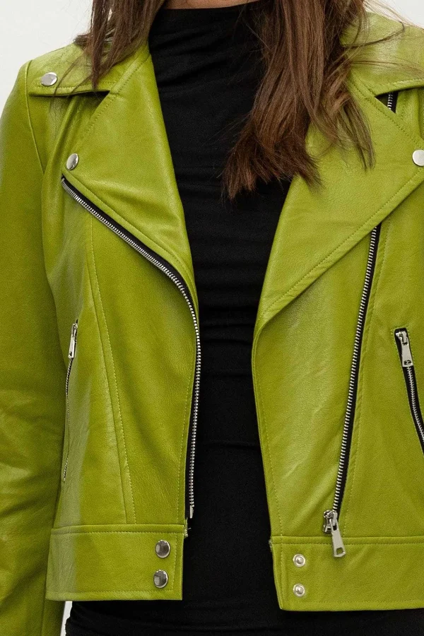 Pala D'oro Sport Lime Green Leather Jacket*Women Coats & Jackets