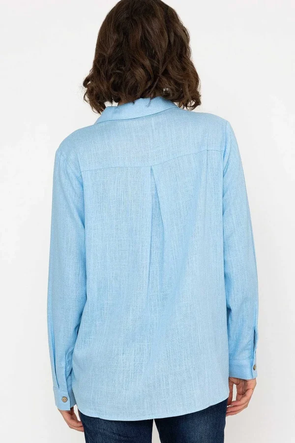 Kelly & Grace Weekend Linen Like Shirt In Blue*Women Tops & Blouses