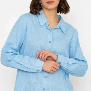 Kelly & Grace Weekend Linen Like Shirt In Blue*Women Tops & Blouses