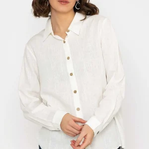 Kelly & Grace Weekend Linen Like Shirt In Ivory*Women Tops & Blouses