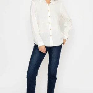 Kelly & Grace Weekend Linen Like Shirt In Ivory*Women Tops & Blouses