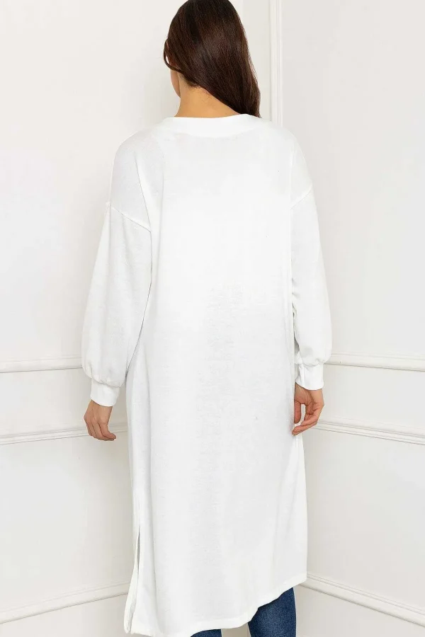 Pala D'oro Long Cardgian In White*Women Jumpers & Cardigans