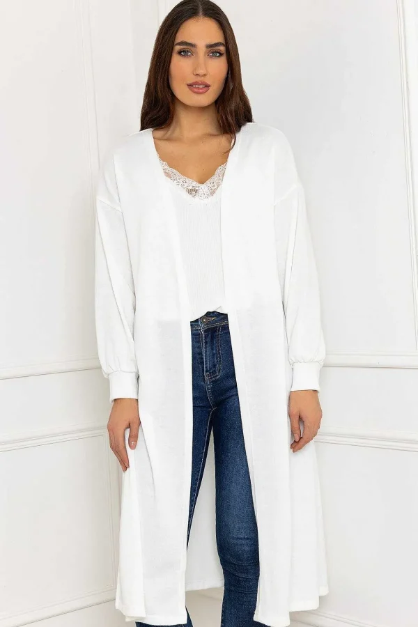 Pala D'oro Long Cardgian In White*Women Jumpers & Cardigans