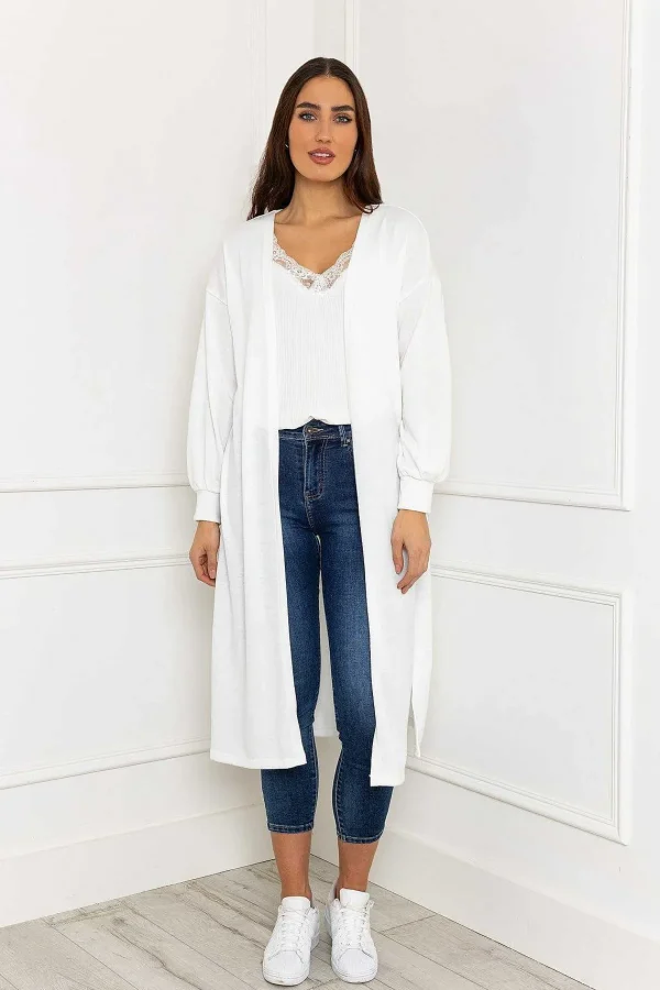 Pala D'oro Long Cardgian In White*Women Jumpers & Cardigans