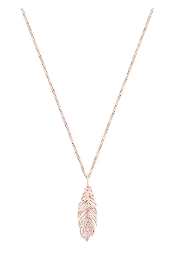 Tipperary Crystal Jewellery Long Feather Pendant With Clear Stones* Necklaces