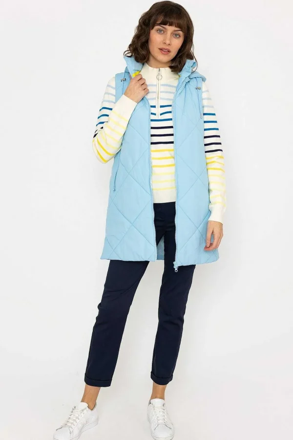 Kelly & Grace Weekend Long Hooded Gilet In Blue*Women Coats & Jackets