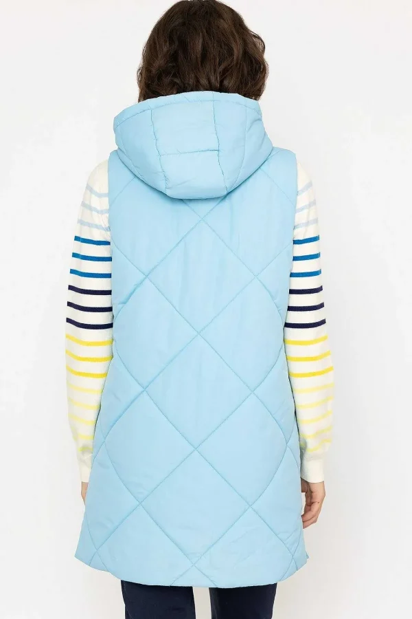 Kelly & Grace Weekend Long Hooded Gilet In Blue*Women Coats & Jackets