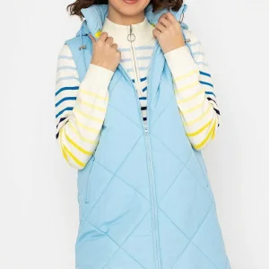 Kelly & Grace Weekend Long Hooded Gilet In Blue*Women Coats & Jackets