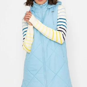 Kelly & Grace Weekend Long Hooded Gilet In Blue*Women Coats & Jackets